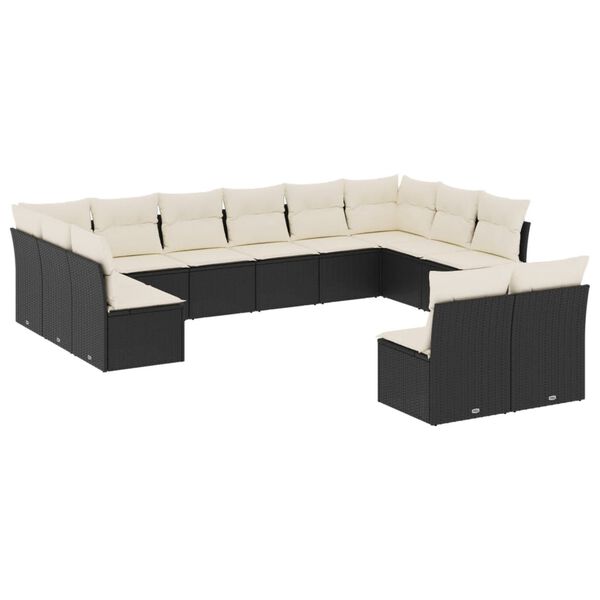 vidaXL Garden Sofa Set Black PE Rattan Large Modular Garden Sofa Set