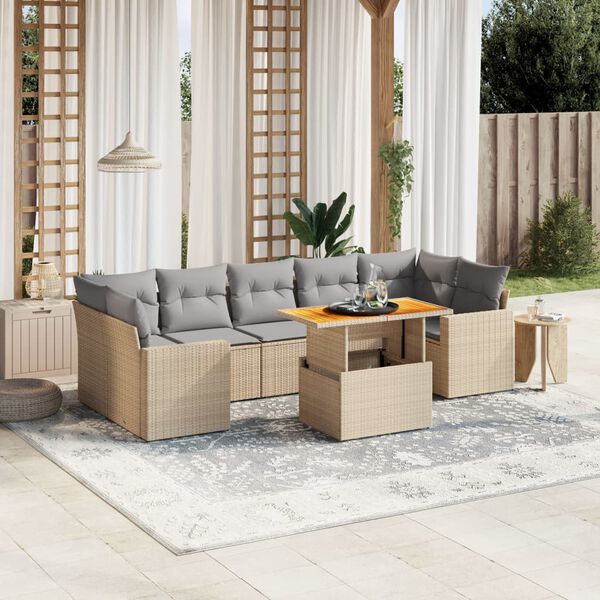 vidaXL Garden Sofa Set Beige, Light Grey