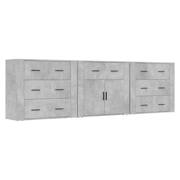 vidaXL Sideboards 3 pcs Concrete Gray Engineered Wood