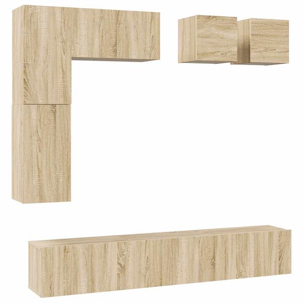 vidaXL TV Cabinet Set Set of 8 Sonoma oak Engineered wood Medium