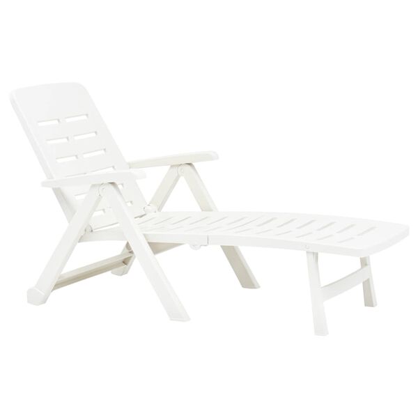 vidaXL Sunlounger White Plastic Standard Foldable Folding Sun Lounger