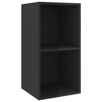 vidaXL Wall-mounted TV Cabinet High Gloss Black 14.6"x14.6"x28.3" Chipboard