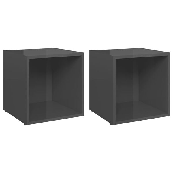 vidaXL TV Cabinet Set of 2 High gloss grey Engineered wood Small