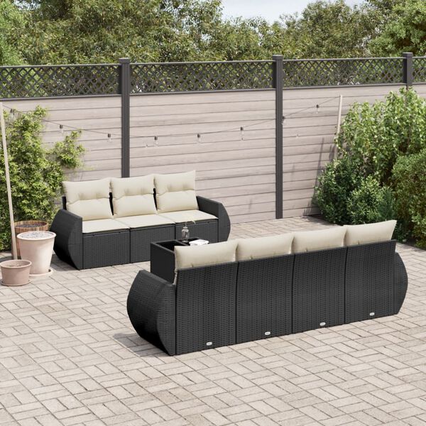 vidaXL Garden Sofa Set Black Poly Rattan Large Modular Garden Sofa Set