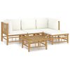 vidaXL Garden Lounge Set Bamboo natural , Cream white Bamboo, 100% polyester