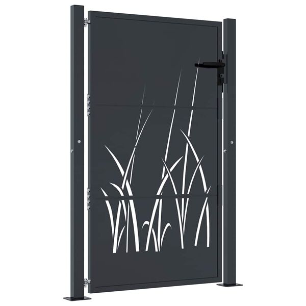 vidaXL Garden Gate Anthracite 39.4x59.1" Steel Grass Design