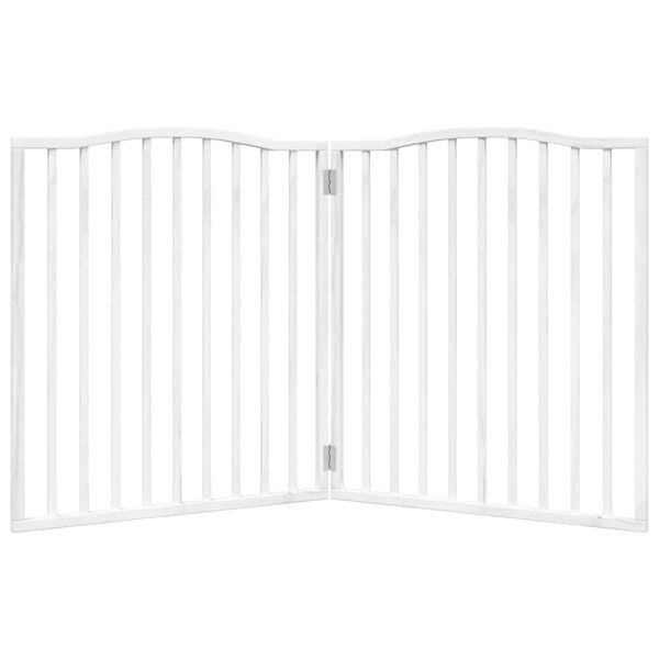 vidaXL Dog Gate Set of 2 White Poplar wood Large Foldable Dog Gate