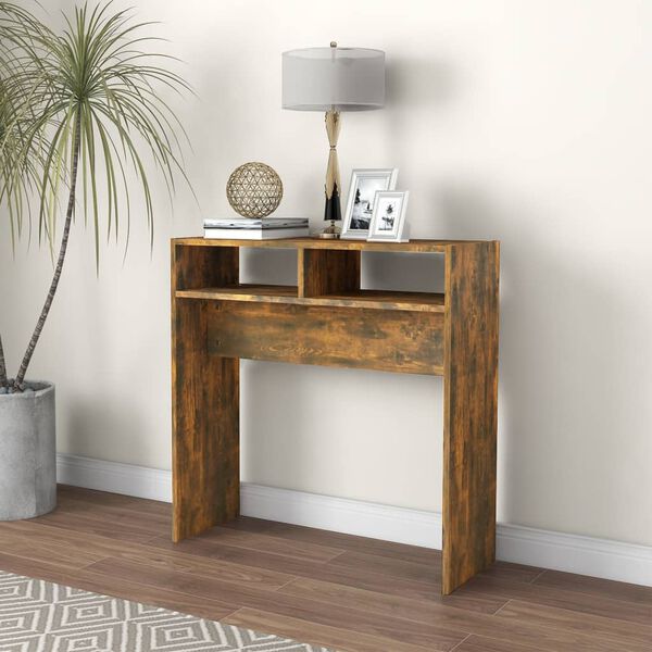 vidaXL Console Table Smoked Oak Engineered Wood Standard Storage