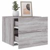 vidaXL Wall-mounted Bedside Cabinet with LED Lights Gray Sonoma