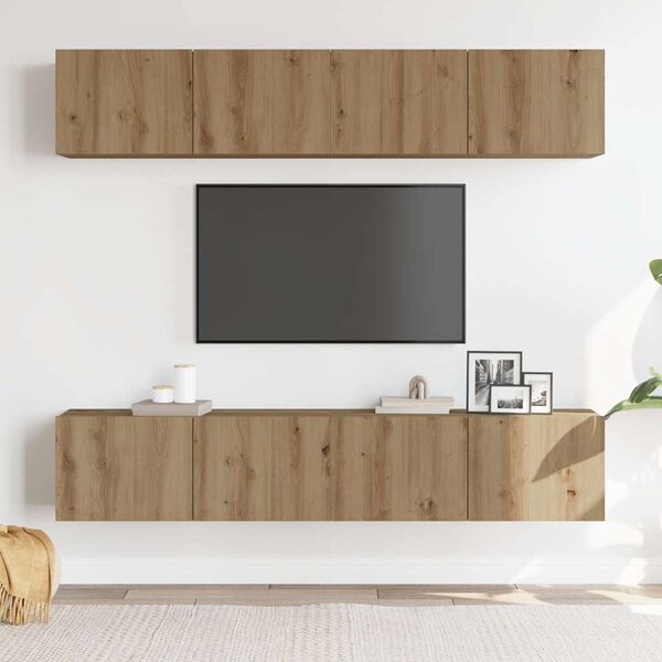 vidaXL TV Cabinet Set of 4 Artisan Oak Engineered Wood Medium
