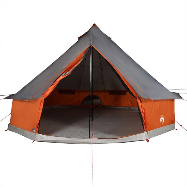 vidaXL Family Tent Tipi 6-Person Gray and Orange Waterproof