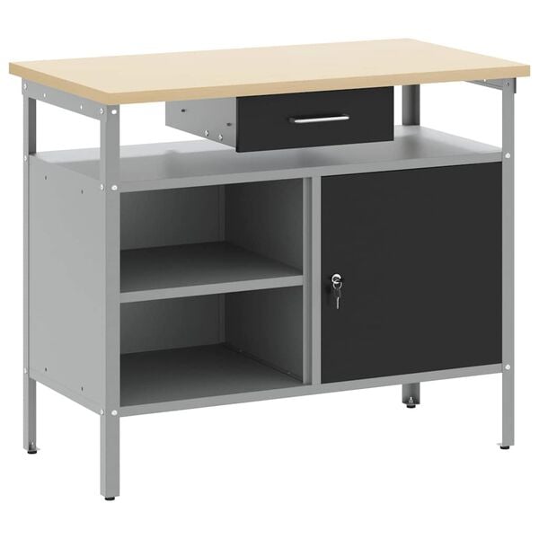 vidaXL Workbench Black and gray 100 x 55 x 85 cm Powder-coated steel