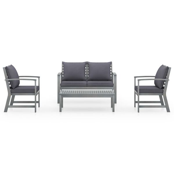 vidaXL Garden Lounge Set Grey Solid Acacia Wood Medium Hardwood