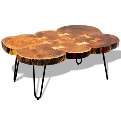 vidaXL Coffee Table 13.8" 6 Trunks Solid Sheesham Wood