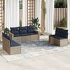 vidaXL 7 Piece Patio Sofa Set with Cushions Gray Poly Rattan