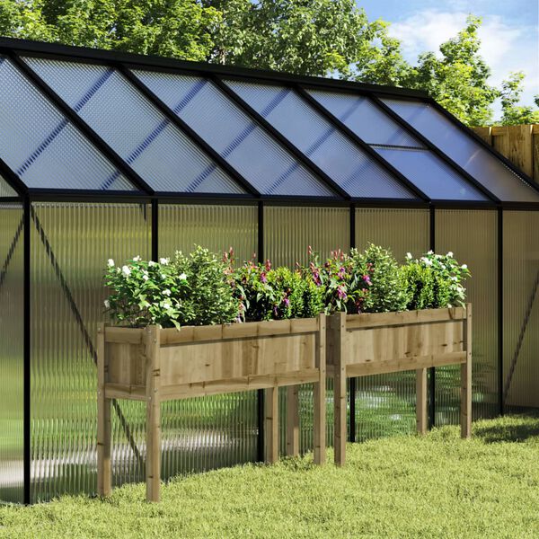 vidaXL Garden Planter Set of 2 Brown Vacuum pressure treated pinewood