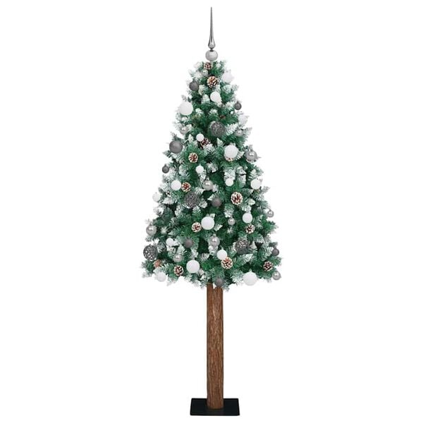 vidaXL Slim Christmas Tree Green 82.7" PVC and Solid Pine wood