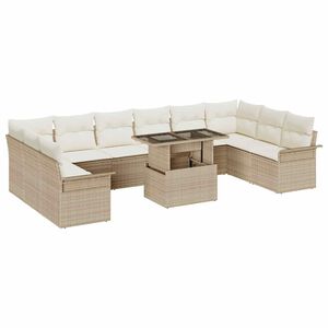 vidaXL Garden Sofa Set with Cushion 11 pcs Beige Poly rattan