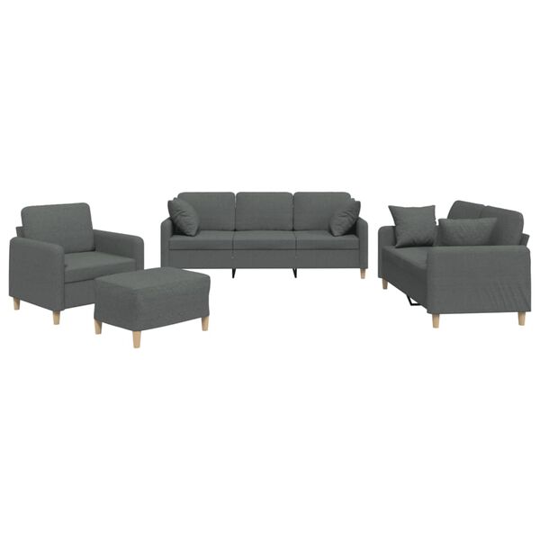 vidaXL Sofa Set Dark Grey Fabric (100% polyester), metal, textilene, plywood