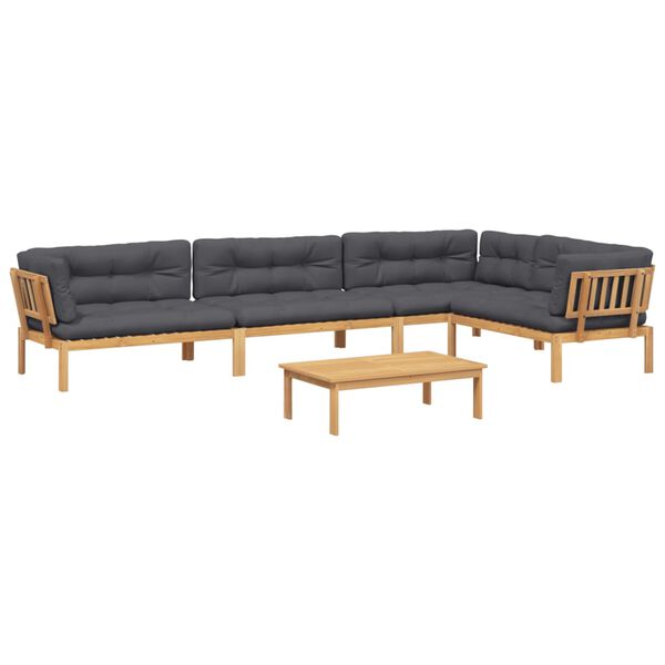 vidaXL Pallet Sofa Set Anthracite Solid Acacia wood, Polyester Large