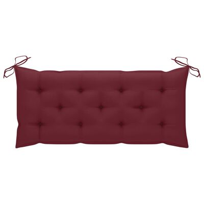 vidaXL Swing Bench with Wine Red Cushion 66.9" Solid Teak Wood