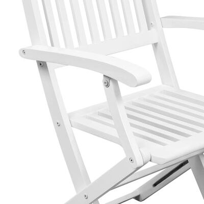 vidaXL Folding Patio Chairs 2 pcs Solid Acacia Wood White