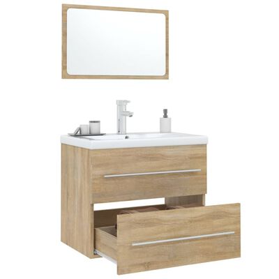 vidaXL 3 Piece Bathroom Furniture Set Sonoma Oak