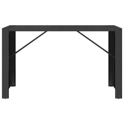 vidaXL Bar Table with Glass Top Black 72.8"x31.5"x43.3" Poly Rattan