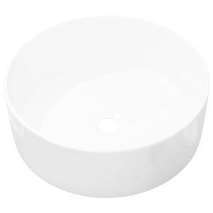 vidaXL Basin Round Ceramic White 15.7"x5.9"