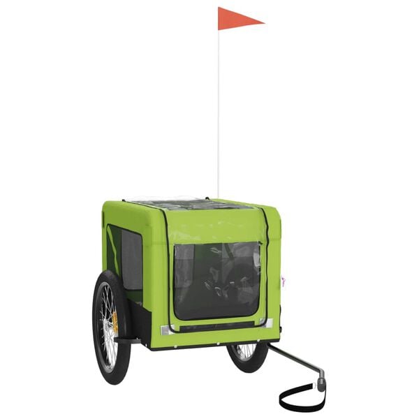 vidaXL Pet Bike Trailer Green, Black Oxford fabric, Iron, PVC Durable