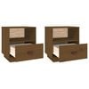 vidaXL Bedside Cabinet Set of 2 Honey brown Solid pine wood, faux leather