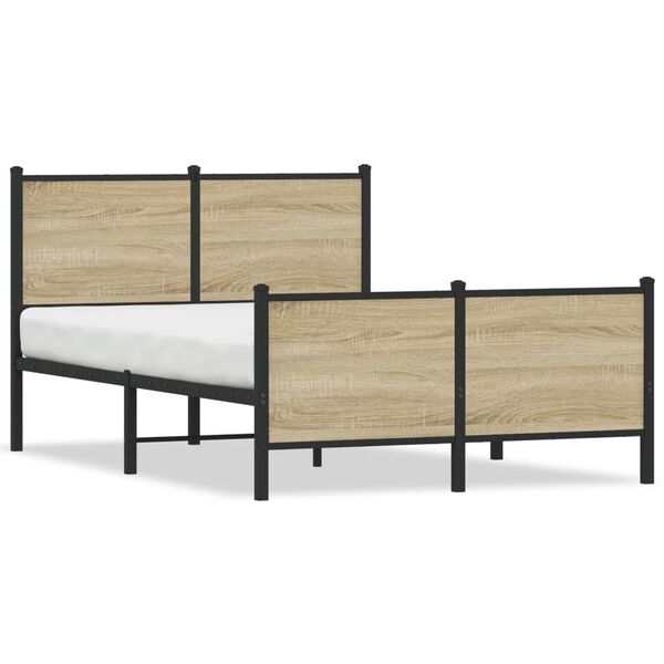 vidaXL Bed Frame Sonoma Oak Steel, engineered wood Small Double