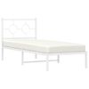 vidaXL Bed Frame White Powder-Coated Steel Twin Bed Frame Rectangular