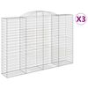 vidaXL Gabion Basket Set of 3 Silver Galvanized iron Large Durable