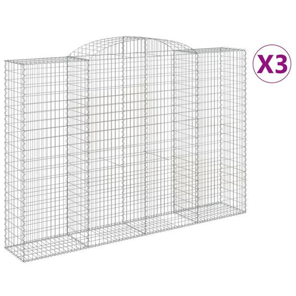 vidaXL Gabion Basket Set of 3 Silver Galvanized iron Large Durable