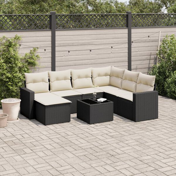 vidaXL Garden Sofa Set Black, Cream White