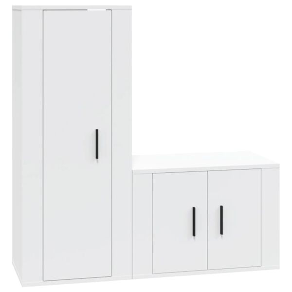 vidaXL Tv Cabinet Set Set of 2 White Engineered wood Tv Cabinet Set