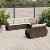 vidaXL Garden Sofa Set Brown, Cream White PE rattan Large Modular