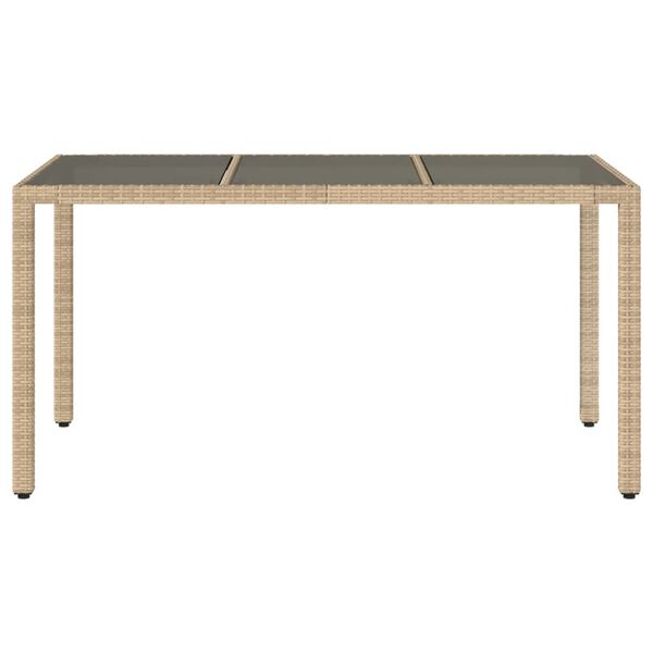 vidaXL Garden Table Beige Poly rattan, powder-coated steel, tempered glass