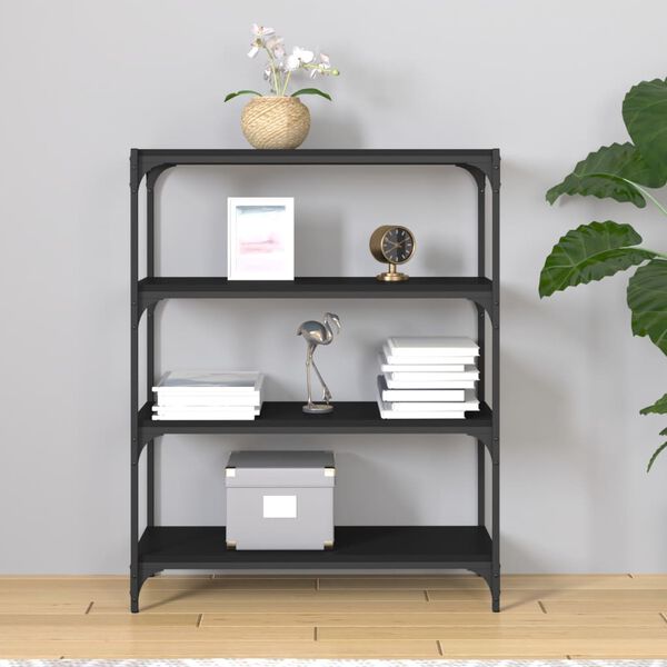 vidaXL Book Cabinet Black Engineered wood, Steel Large Industrial