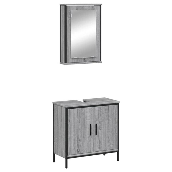 vidaXL Bathroom Furniture Set Gray Sonoma Engineered Wood Medium