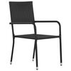 vidaXL Garden Dining Chair Set of 6 Black PE Rattan, Steel Standard