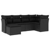 vidaXL Sofa Set Black PE Rattan 6 Piece Adjustable Feet