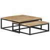 vidaXL Coffee Table Set of 2 Natural Mango Wood, Black
