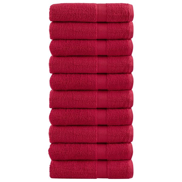 vidaXL Bath Towel Set of 10 Red 100% Cotton 39.4 x 59.1 in. Bath Towel