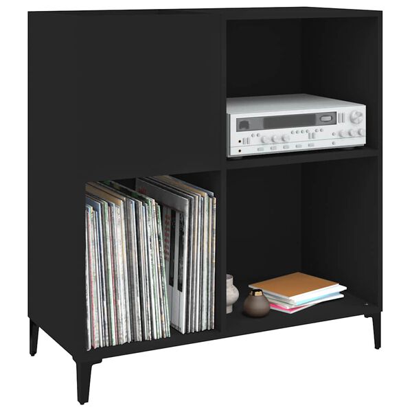 vidaXL Record Cabinet Black Engineered wood, metal Record Cabinet