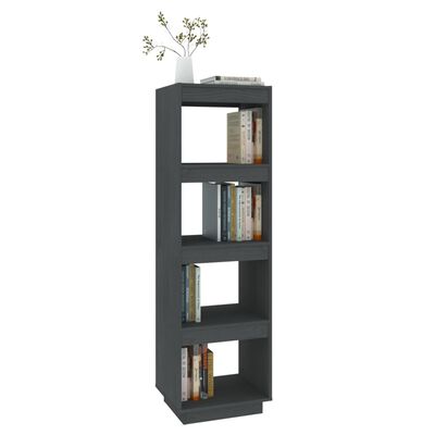 vidaXL Book Cabinet/Room Divider Gray 15.7"x13.8"x53.1" Solid Wood Pine