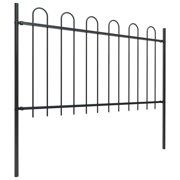 vidaXL Garden Fence with Hoop Top Steel 561.4"x39.4" Black
