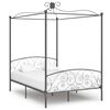 vidaXL Bed Frame Grey Metal, Plywood 55 x 79 in Classic/Traditional