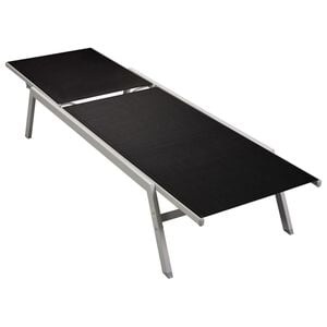 vidaXL Sun Lounger Black and Silver Steel and Textilene Standard